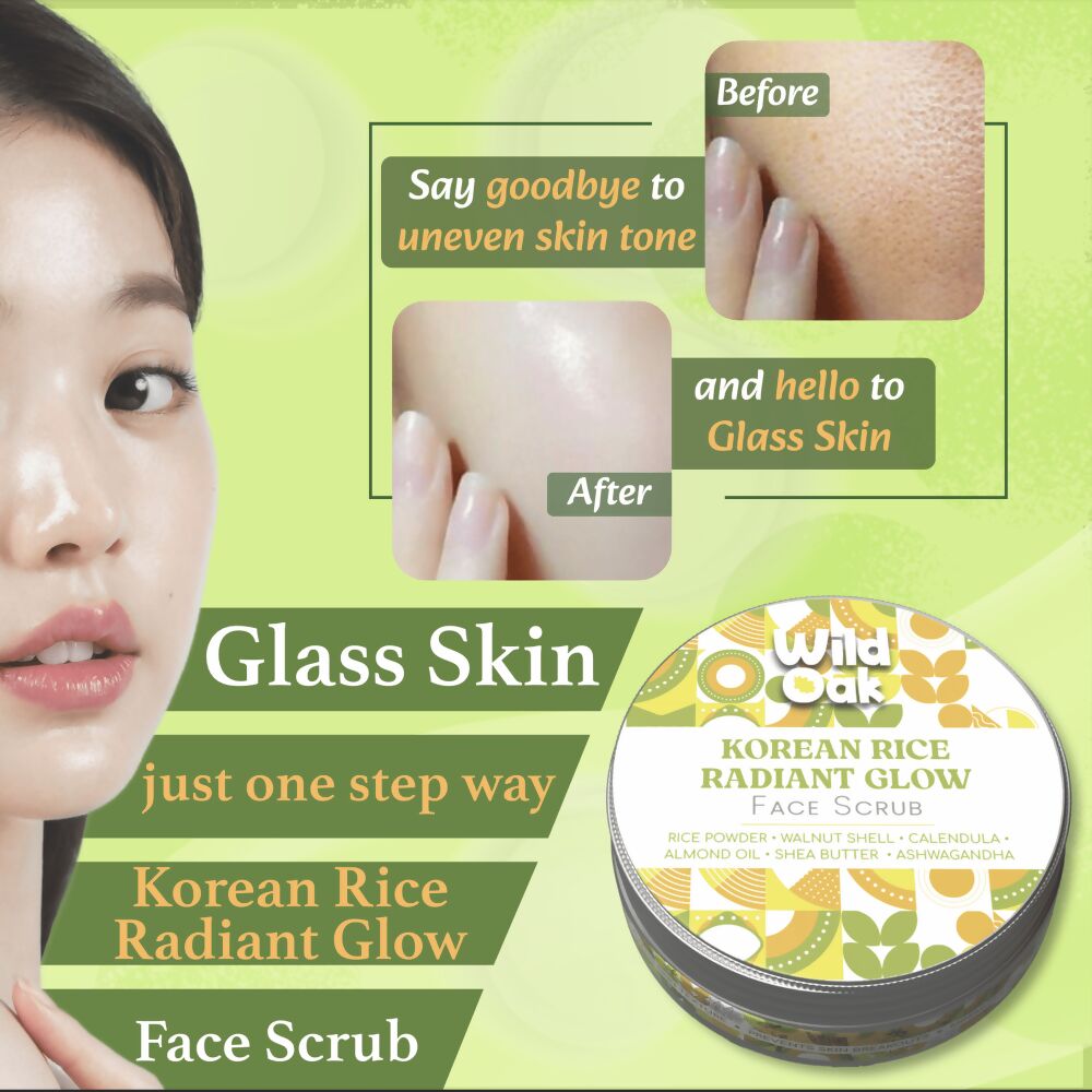 Wild Oak Korean Rice Radiant Glow Face Scrub  Grab2Buy Wild Oak Grab2Buy