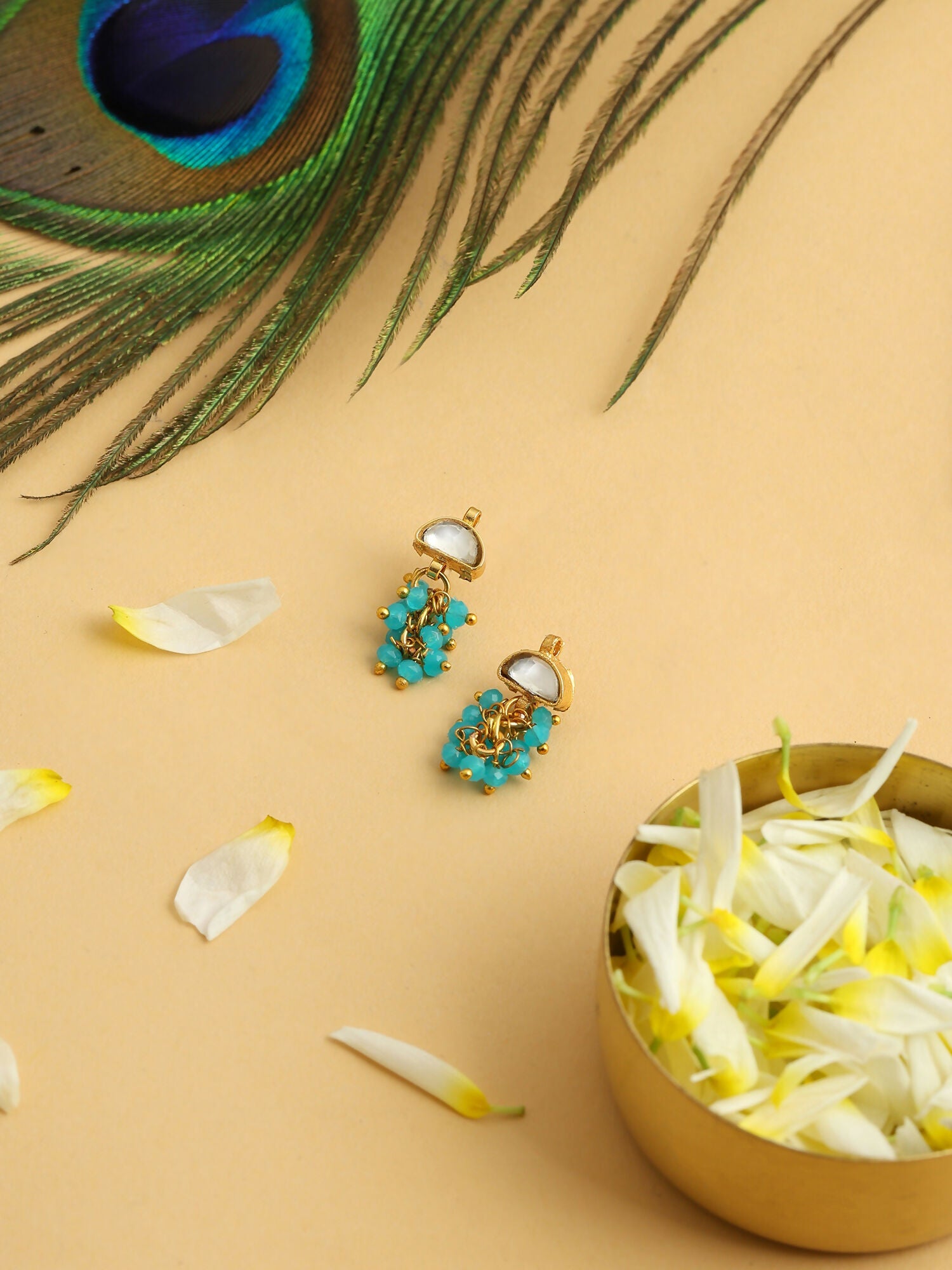 Ruby Raang Pearl Stone Drops Earrings
