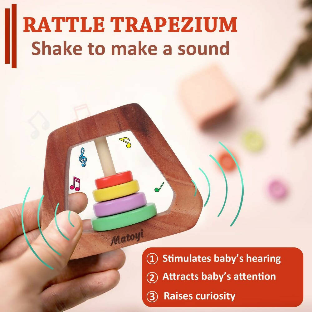 Matoyi Trapezium Wooden Baby Rattle - Grab2buy