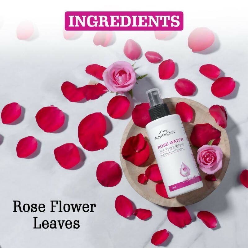 Aravi Organic 100% Steam Distilled Rose Water Face Toner Spray 