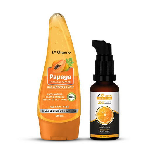 LA Organo Papaya Hydrating Face Gel with Alovera,Vit-E & Vitamin C Serum Combo - Grab2buy