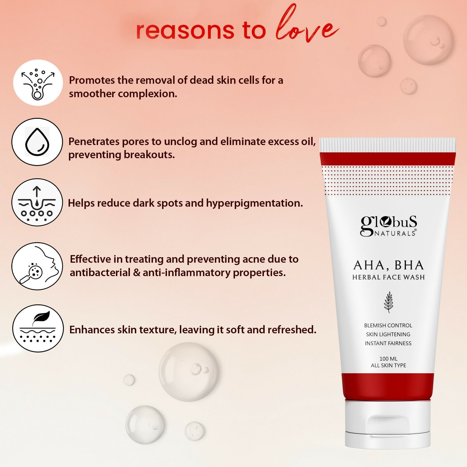 Globus Naturals AHA BHA Herbal Face Wash 