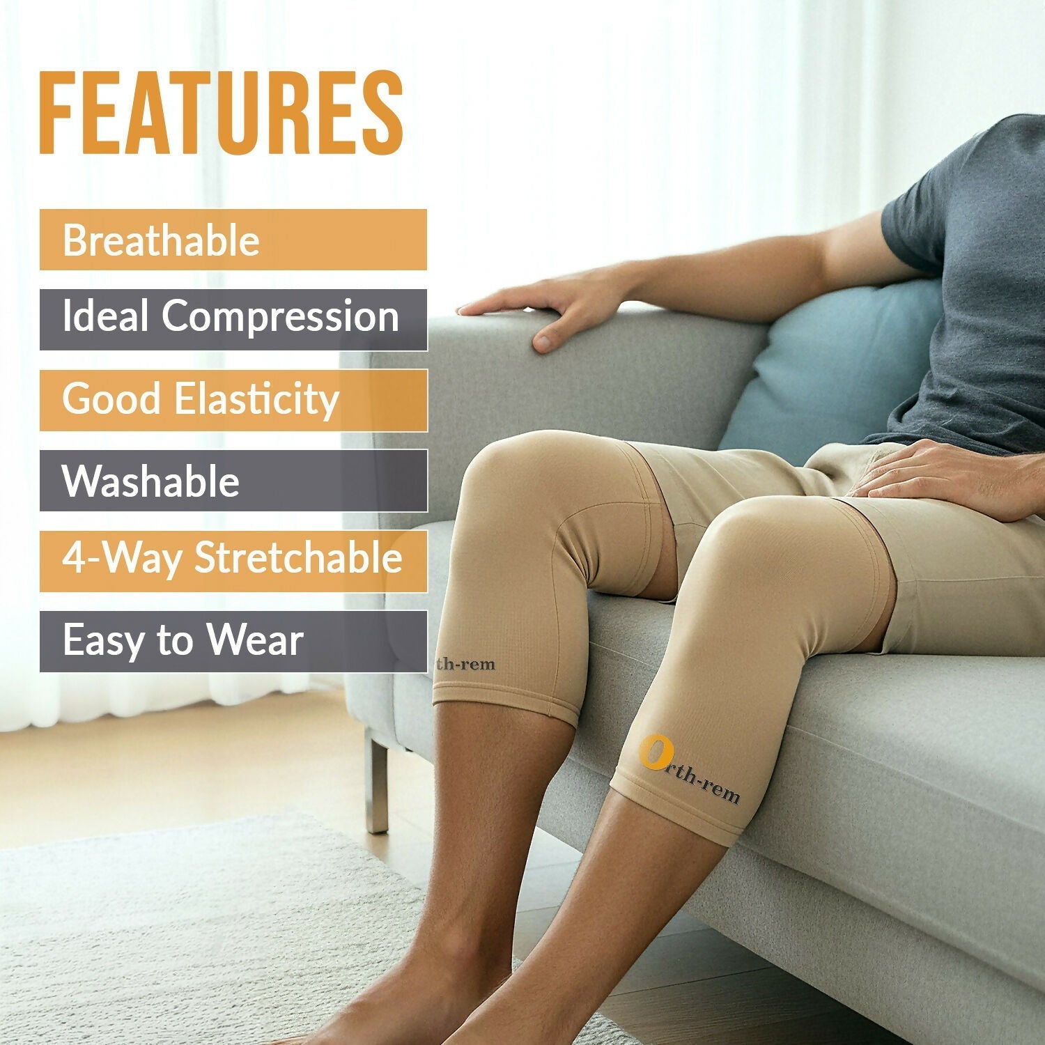 Orth-Rem Knee Cap Support For Men & Women (Pair) Knee Brace Pain Relief 