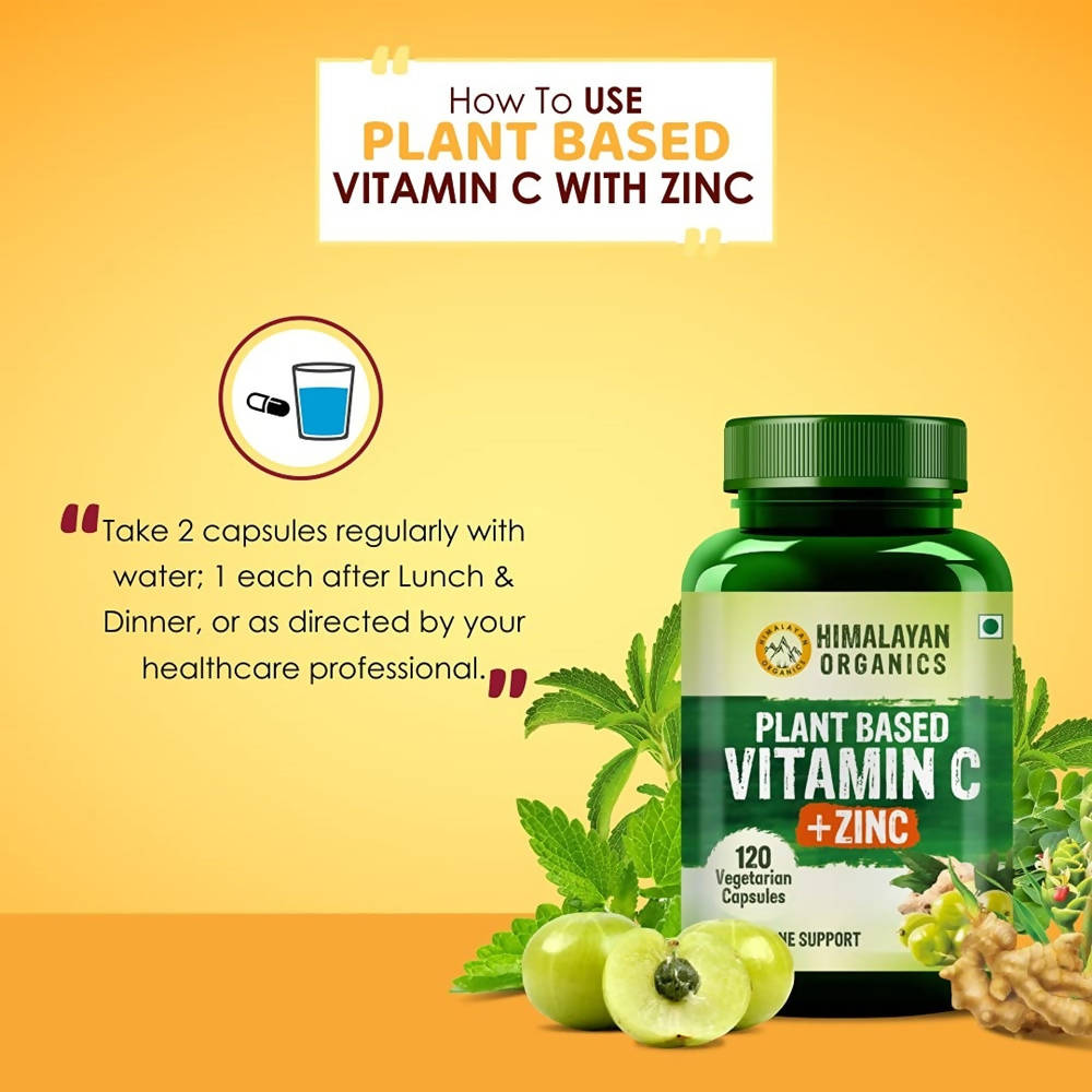 Himalayan Organics Plant Based Vitamin C + Zinc Double Immune Support Vegetarian Capsules 