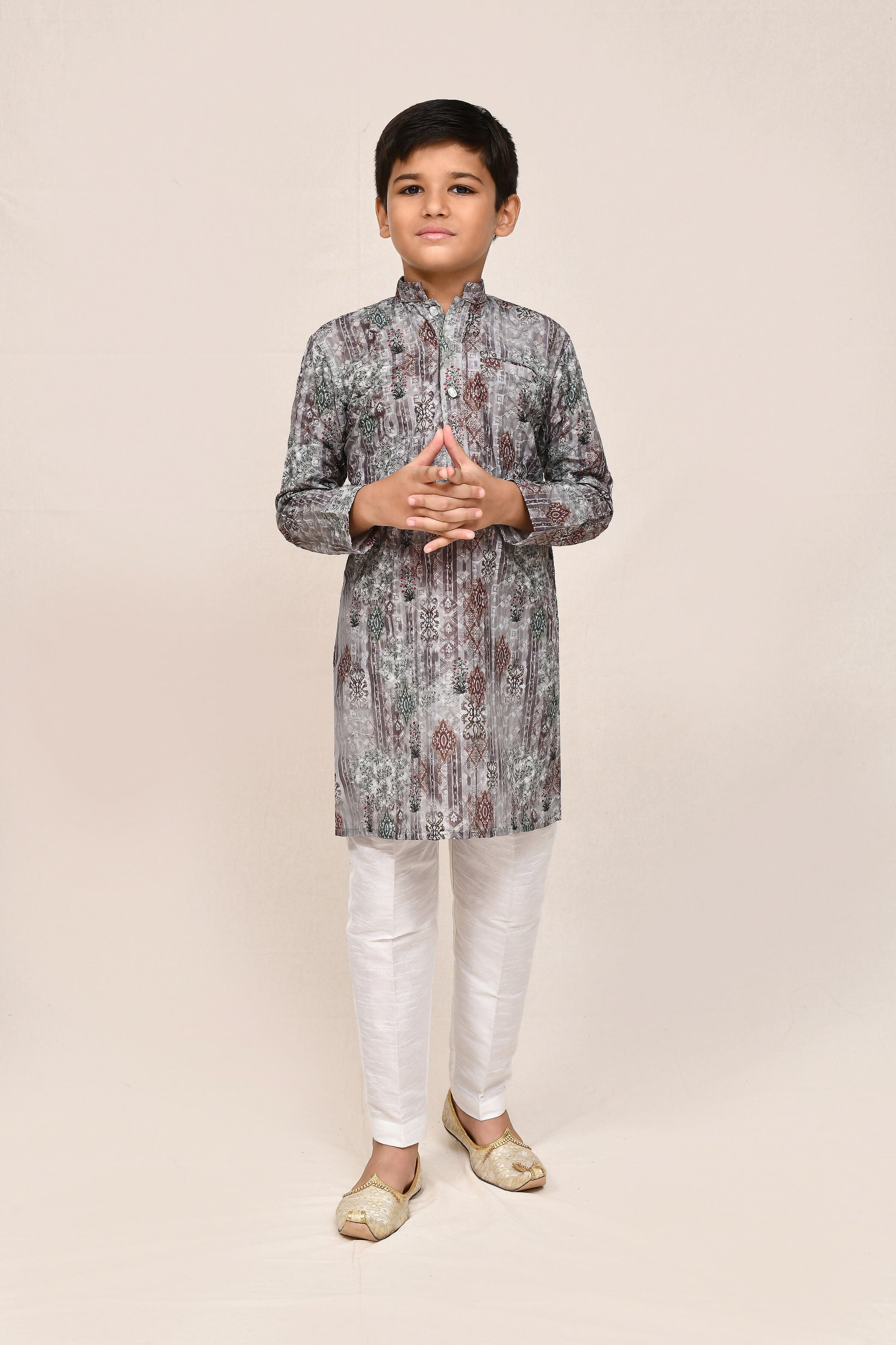 Joban Fashion Cotton Silk Multicolor Kurta With Straight Fit Pant