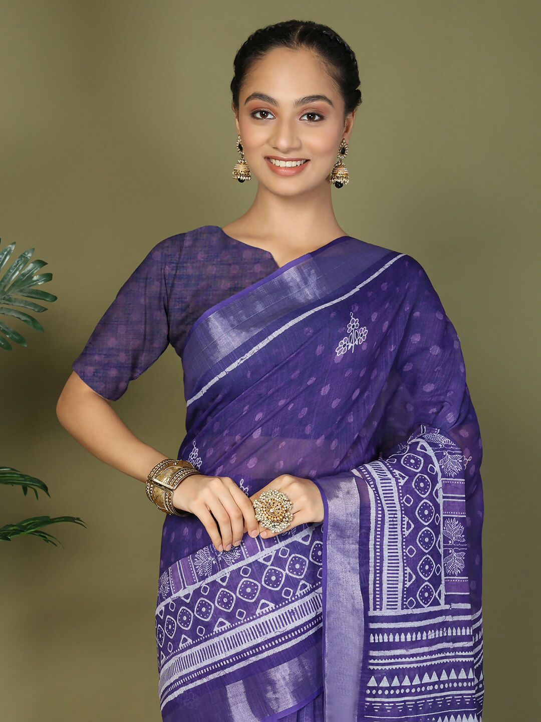 Shree Shyam Fashion Cotton Violet Saree