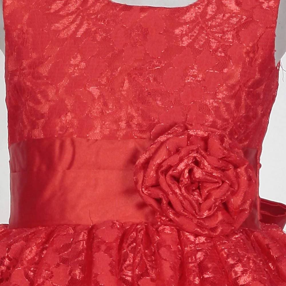 Asmaani Baby Girl's Red Colour Satin A-Line Maxi Full Length Dress (AS-DRESS_22109) - Grab2buy