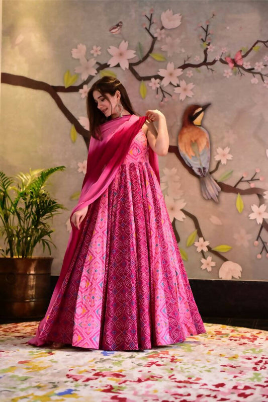 Partywear Designer Light Coral Pure Maslin Gown - Anbazaar - Grab2buy