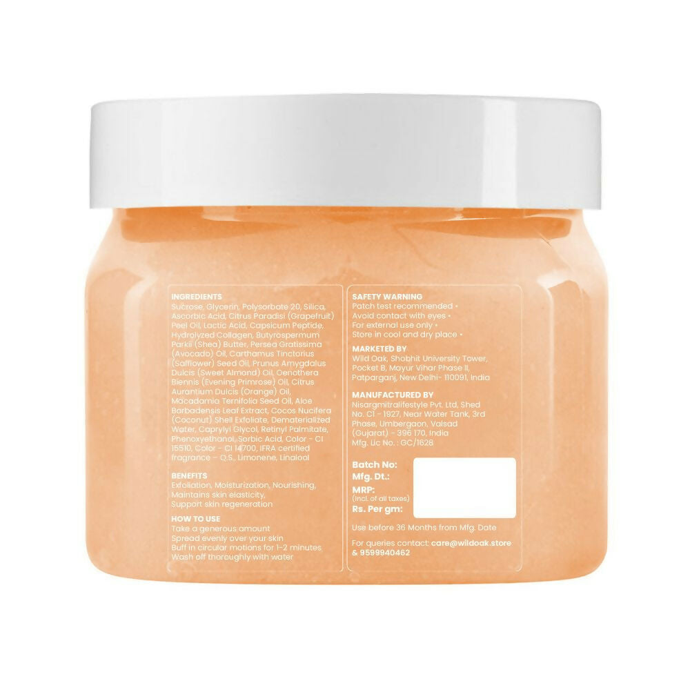 Wild Oak Vitamin C Shea Butter Sugar Scrub with AHA, Vegan Collagen & Peptides For Tan Removal & Smooth Skin  Grab2Buy Wild Oak Grab2Buy