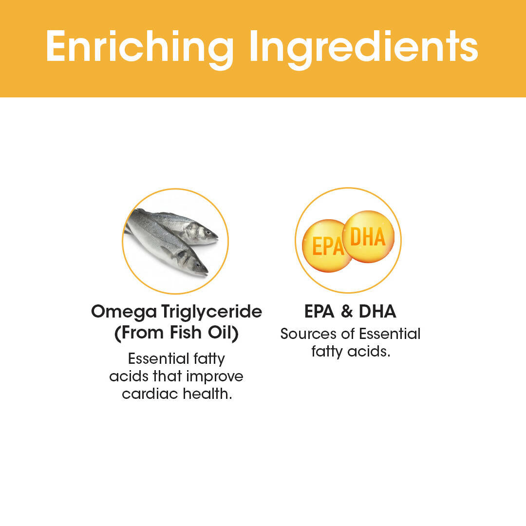TAC - The Ayurveda Co. Omega 3 Fish Oil Soft Gel Capsules - Grab2buy