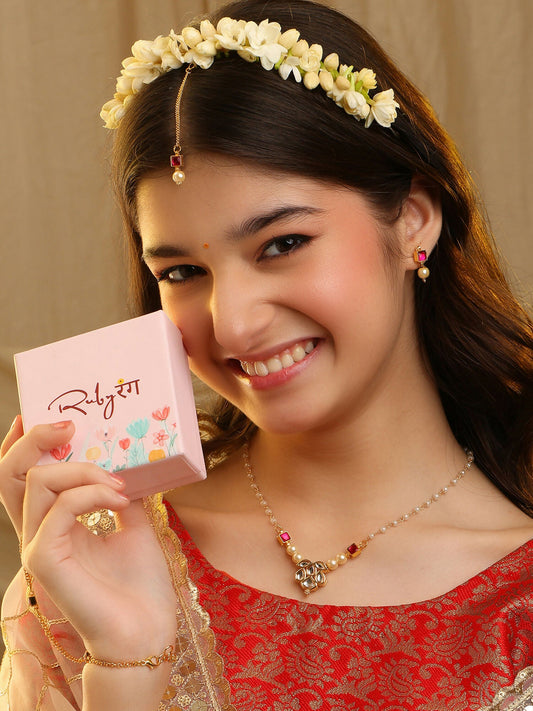 Ruby Raang Mannat Kundan Set