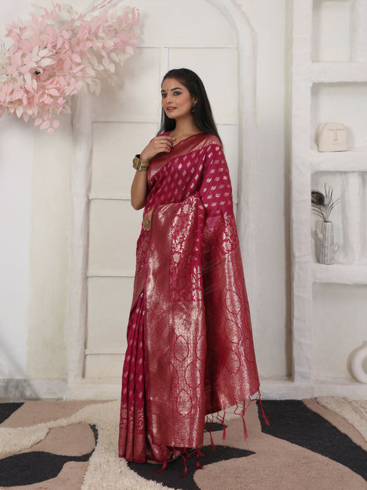 Shree Shyam Fashion Lichi Silk Wine Saree
