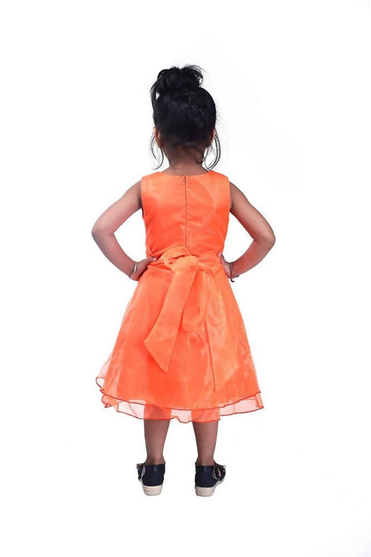 Asmaani Baby Girl's Orange Satin Knee Length Frock (AS-DRESS_22144) - Grab2buy