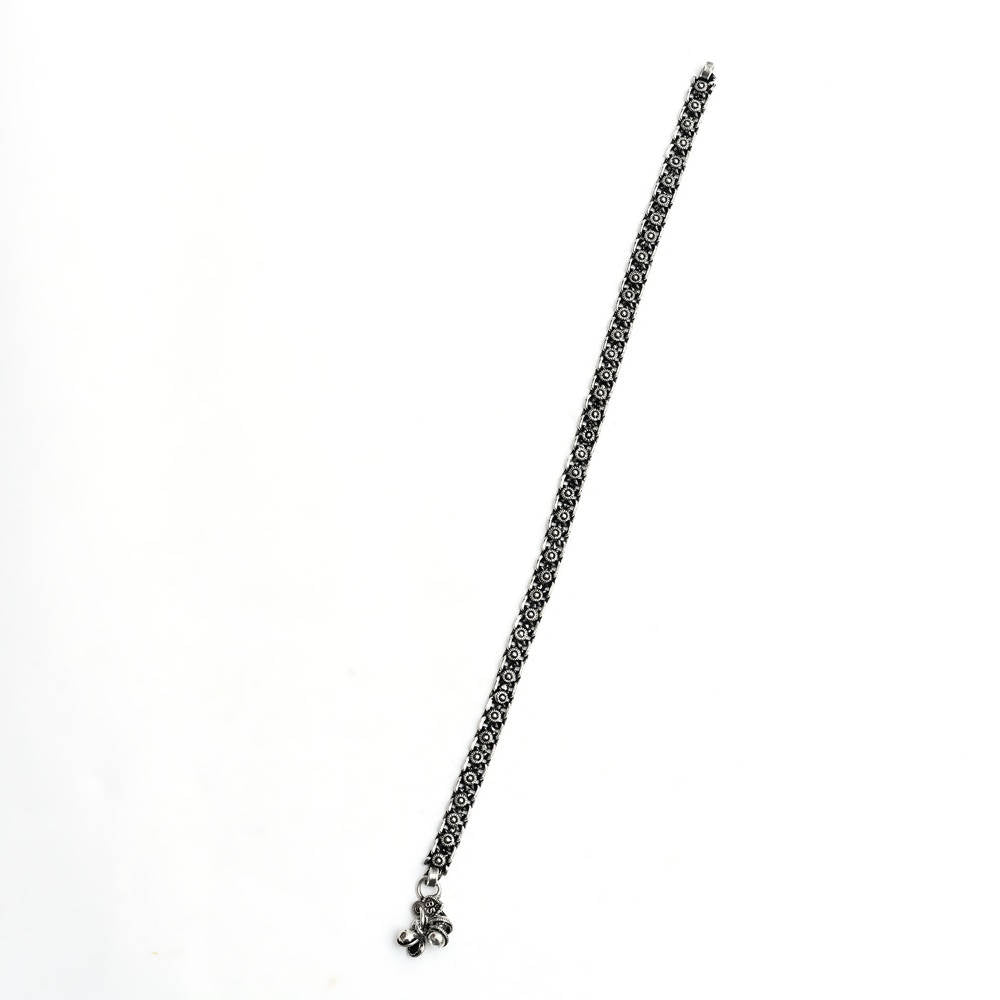 Mominos Fashion Kamal Johar Oxidised Silver Regular Anklets