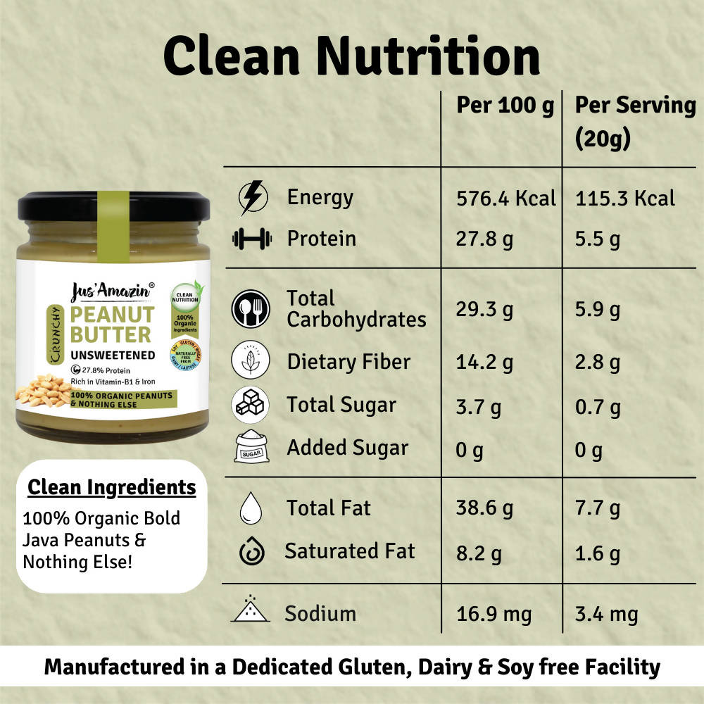 Jus Amazin Peanut Butter - Unsweetened 