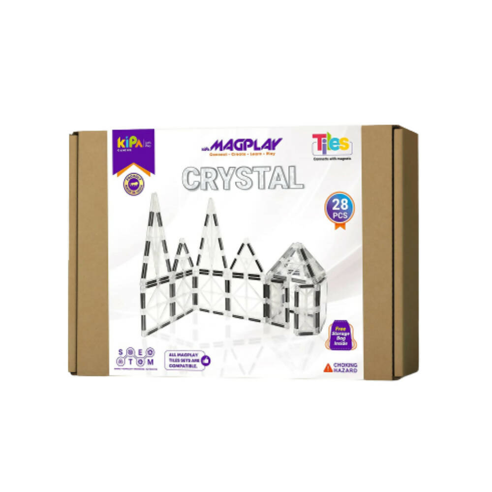 Kipa MagPlay Crystal 28 Pieces Magnetic Tiles, Set, Constructing and Creative STEM Toy with Smart Outdoor BagPack for Game for Boys Girls