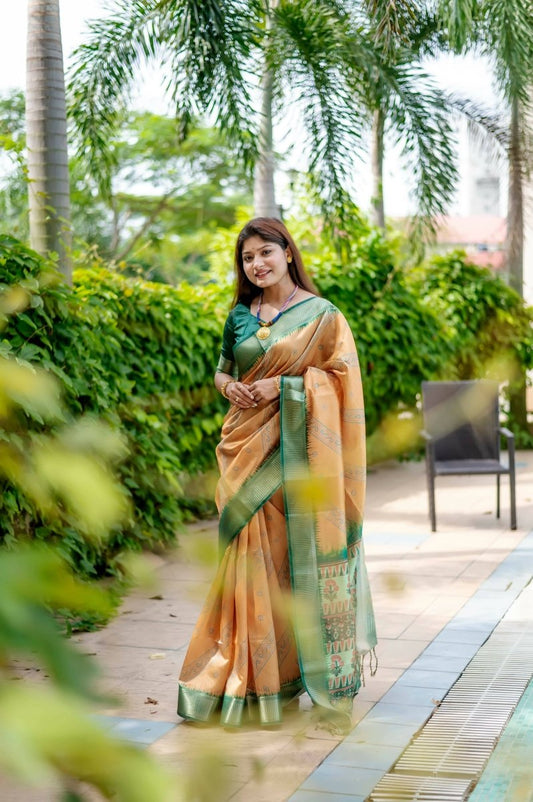 Aastha Fashion Mustard Woven Soft Silk Saree with Blouse - Grab2buy