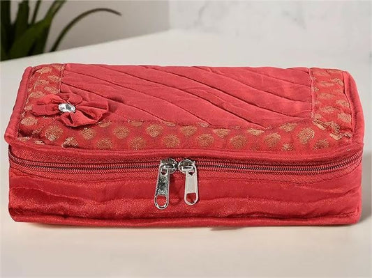 Asmaani Satin 7 Pocket Red Bow Jewellery Kit