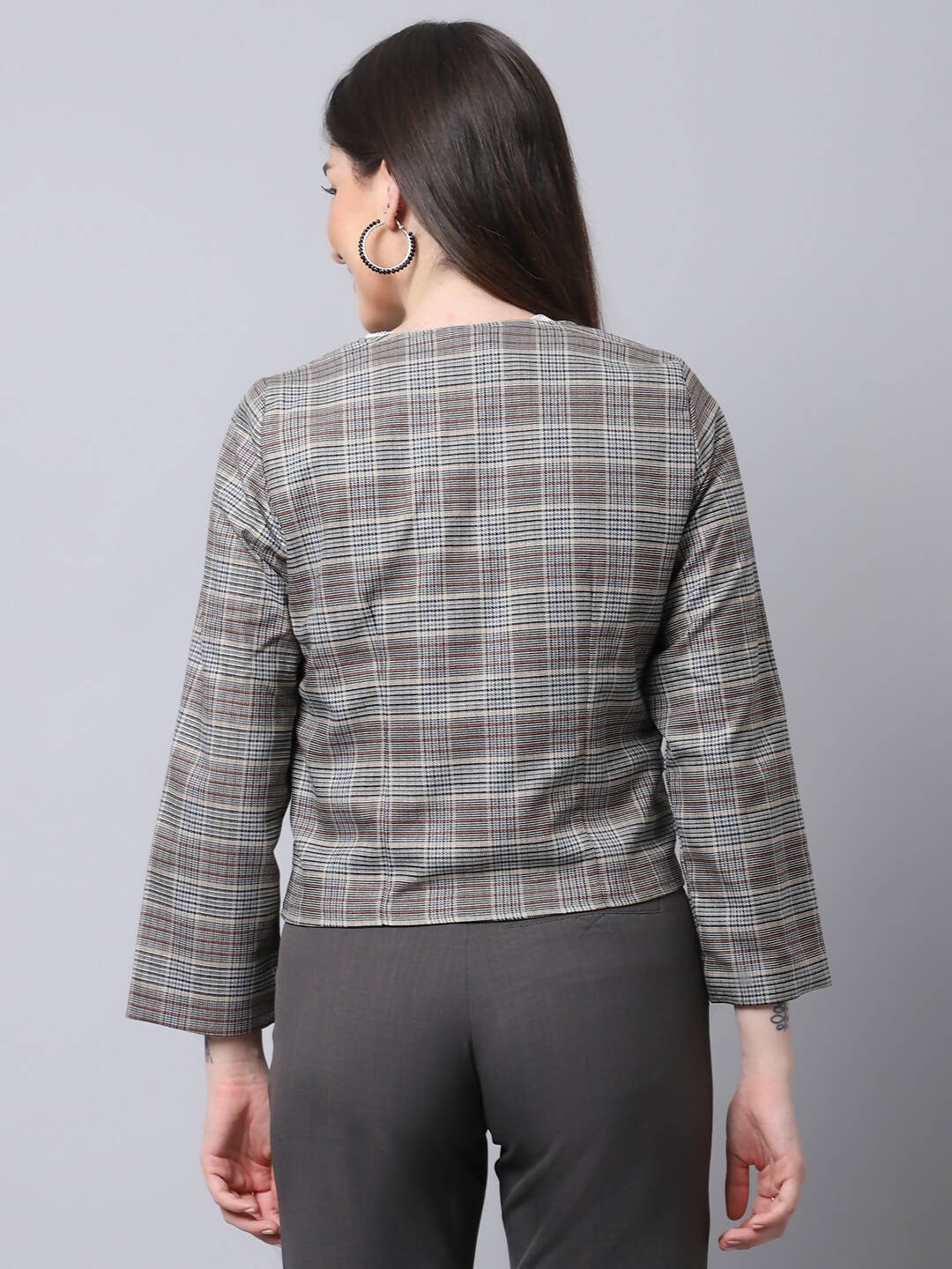 Even Apparels Brown Polywool Open Front Statement Women's Jacket