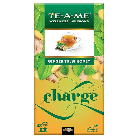 TE-A-ME Charge Ginger Tulsi Honey Herbal Infusion Tea Bags - Grab2buy