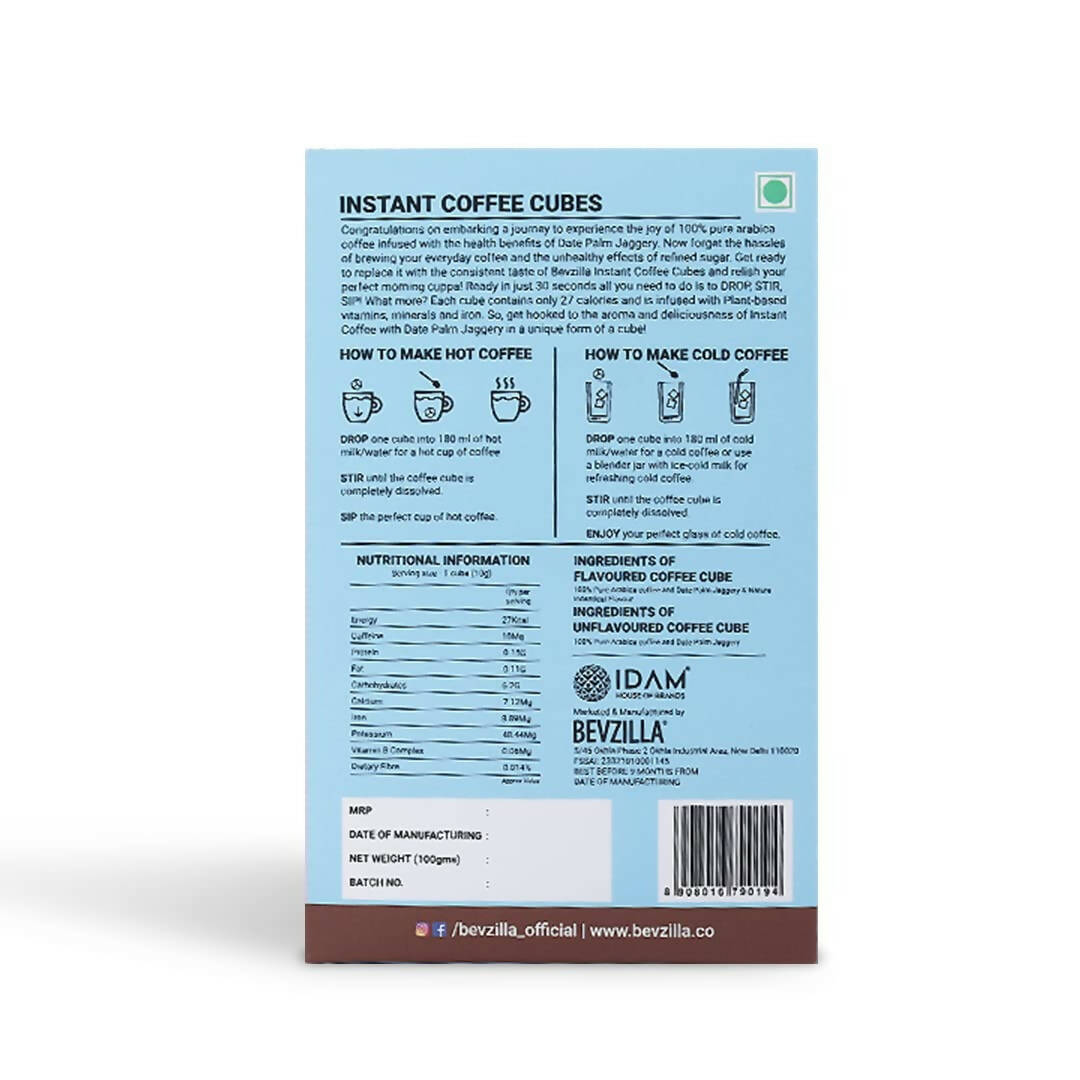 Bevzilla Instant Coffee Cubes Pack with Organic Date Palm Jaggery - Classic 