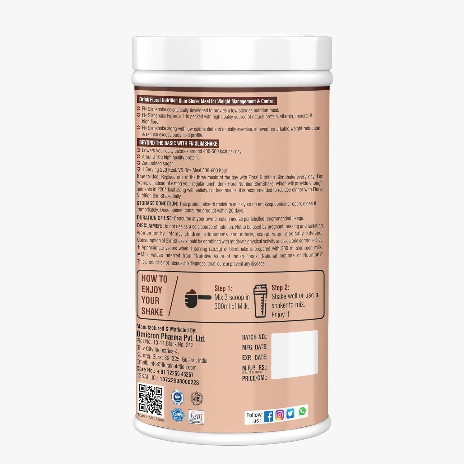 Floral Nutrition Slim Shake Belgium Chocolate Flavor 