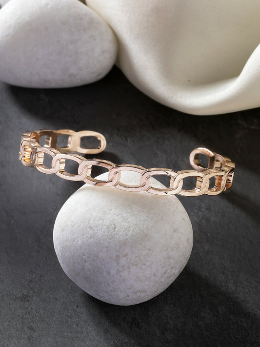 NVR Men's Rose Gold Metal Cuff Bracelet - Grab2buy