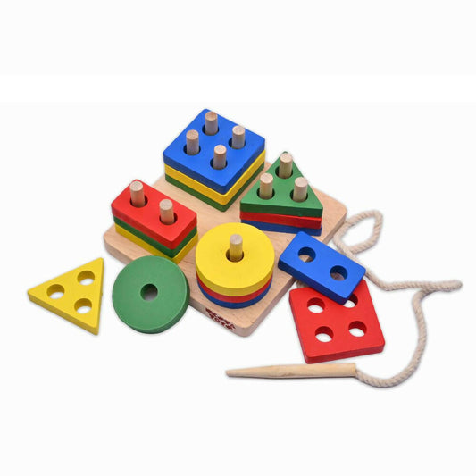 Nesta Toys Shape Sorter | Stacker | Lacing Toy - Multicolor - Grab2buy