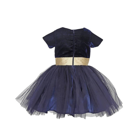 Asmaani Baby Girl's Blue Color Satin Midi Length Frock (AS-DRESS_22010) - Grab2buy