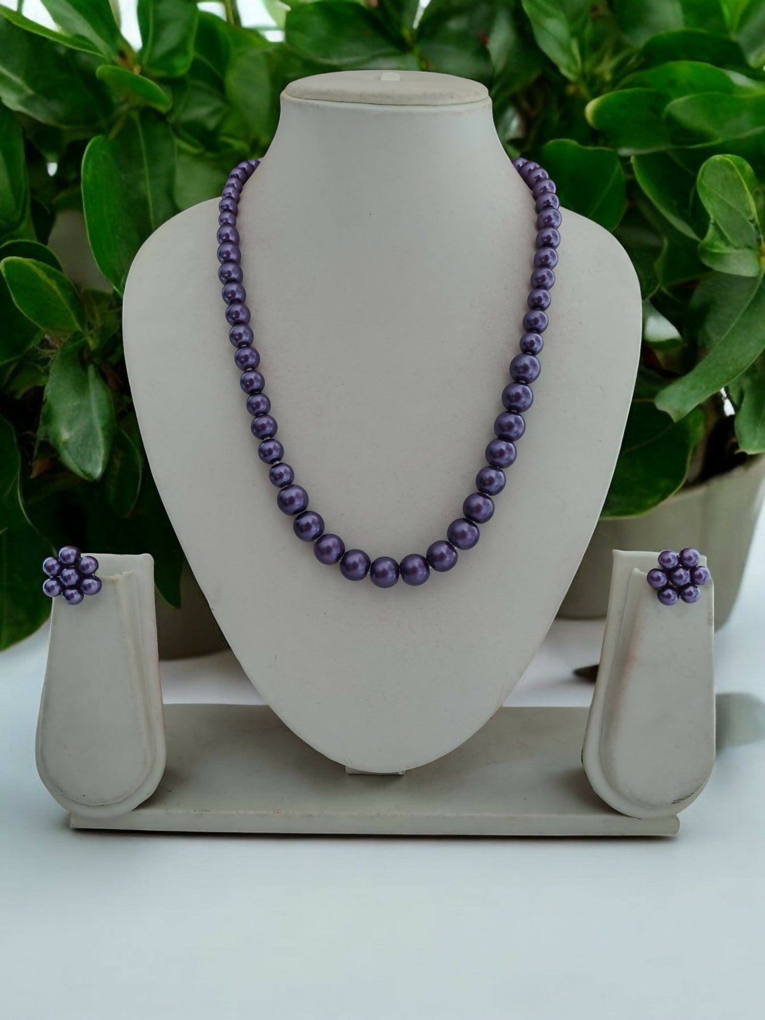 Inhanns Everyday Workwear Pearl Set (Double Layered Pearls) - Purpal