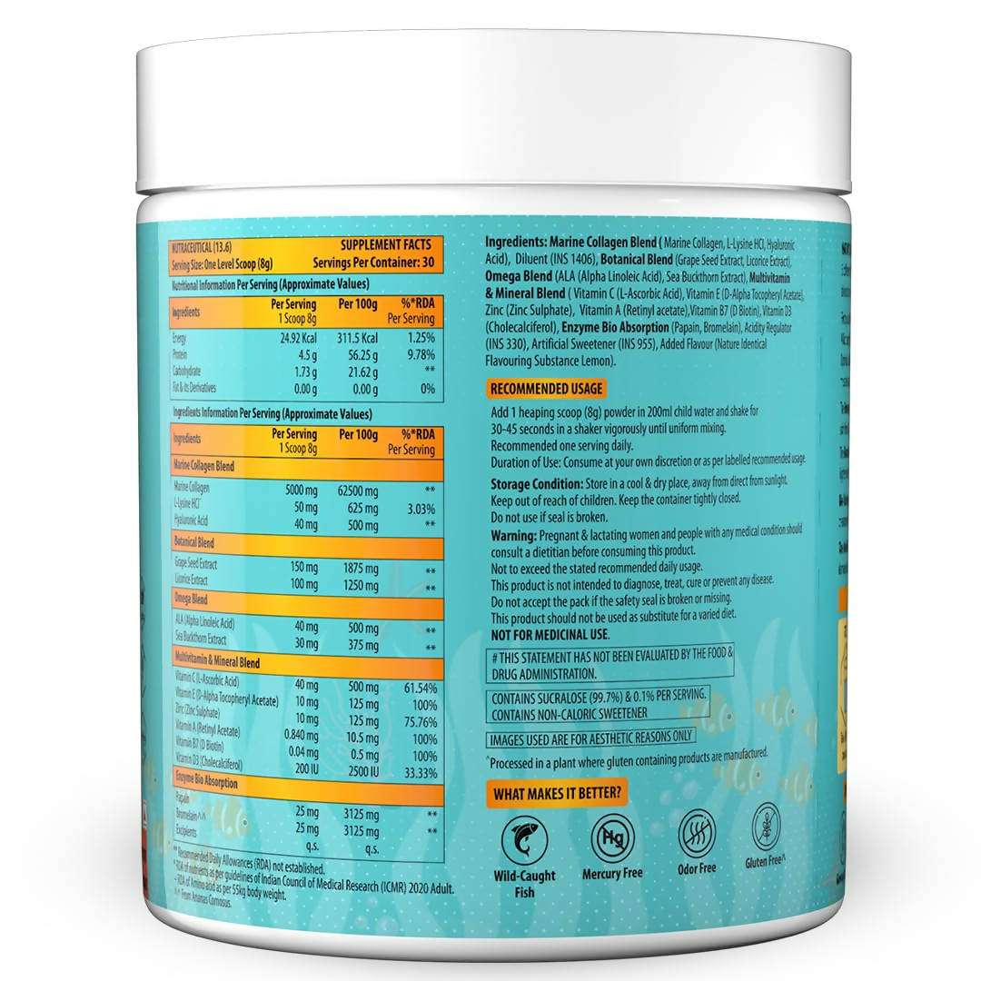 Naturyz Marine Collagen Skin X5 Power For Women & Men (Lemon Flavour) 