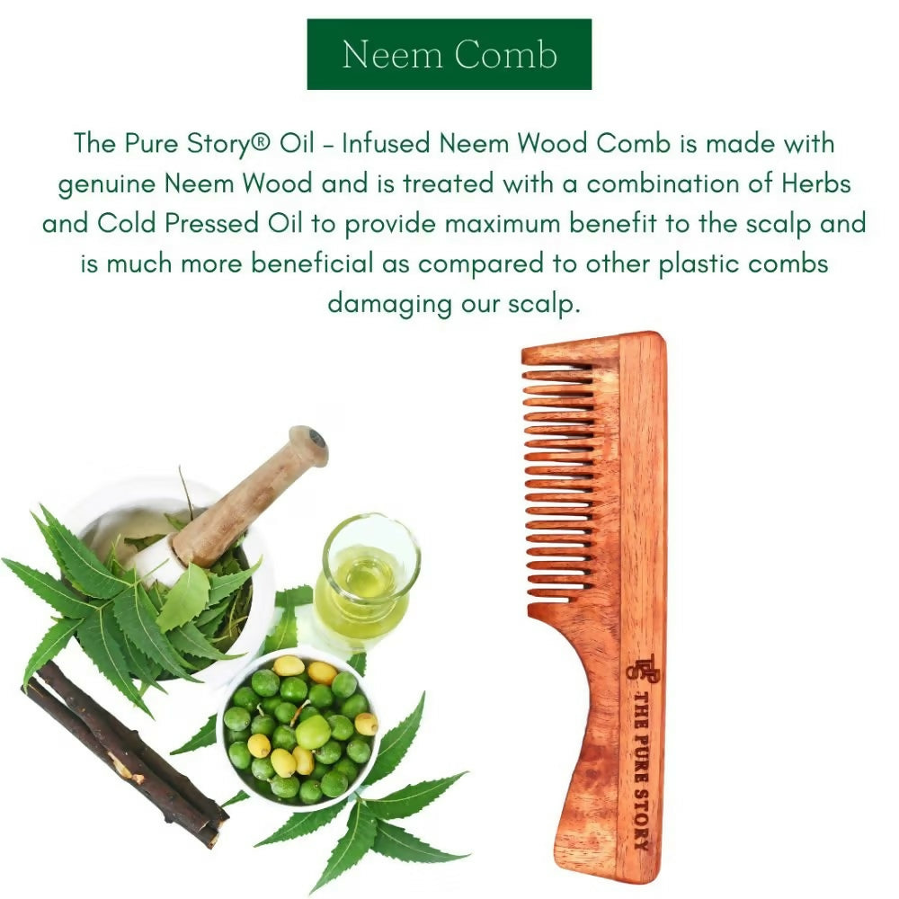The Pure Story Oil Infused Neem Wood Handle Comb  Grab2Buy The Pure Story Grab2Buy