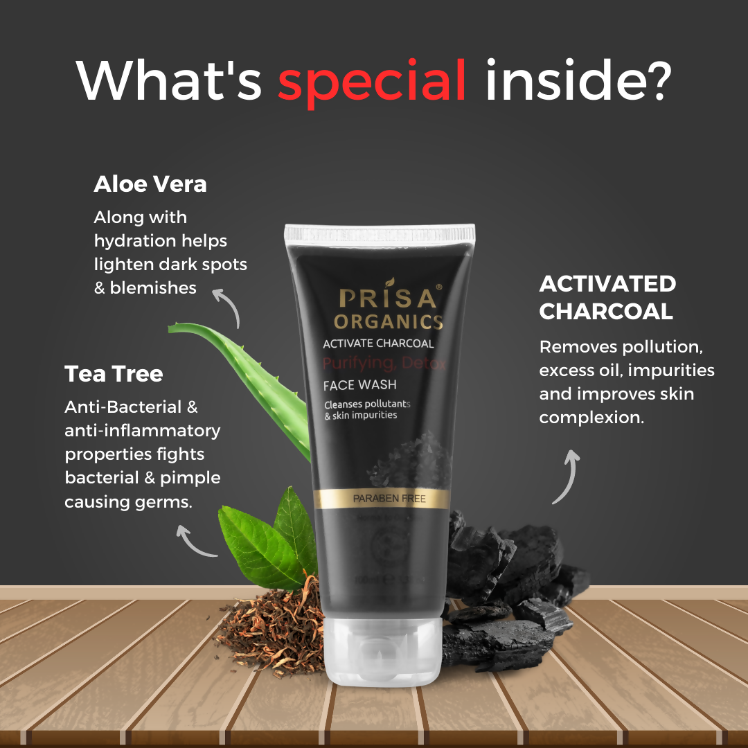Prisa Organics Activated Charcoal Purifying Face Wash - Grab2buy