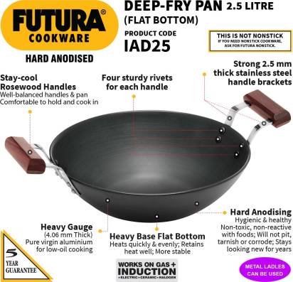 Hawkins Futura Hard Anodised Deep Fry Pan Kadhai 2.5 L (IAD25)