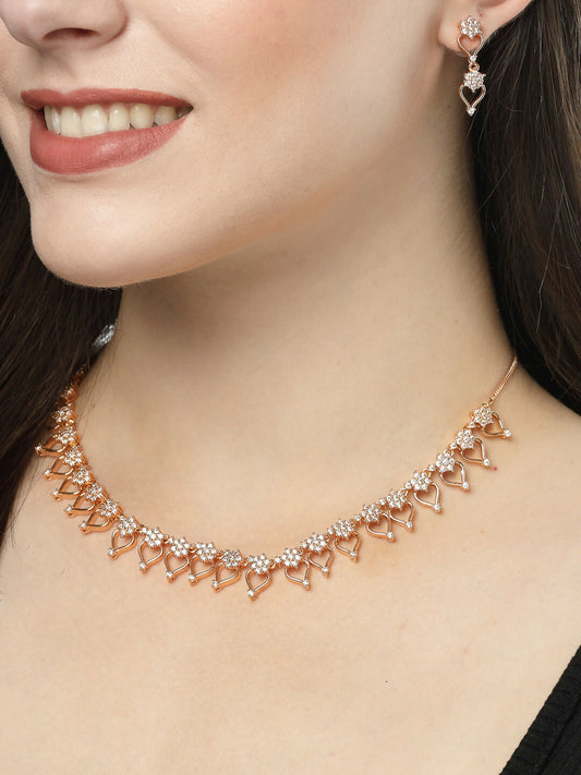 NVR Women's Gold-Plated American Diamond-Studded Handcrafted Jewellery Set - Grab2buy