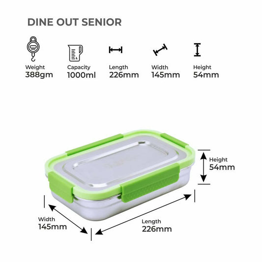 Dubblin Dineout Senior Stainless Steel Lunch Box - Grab2buy