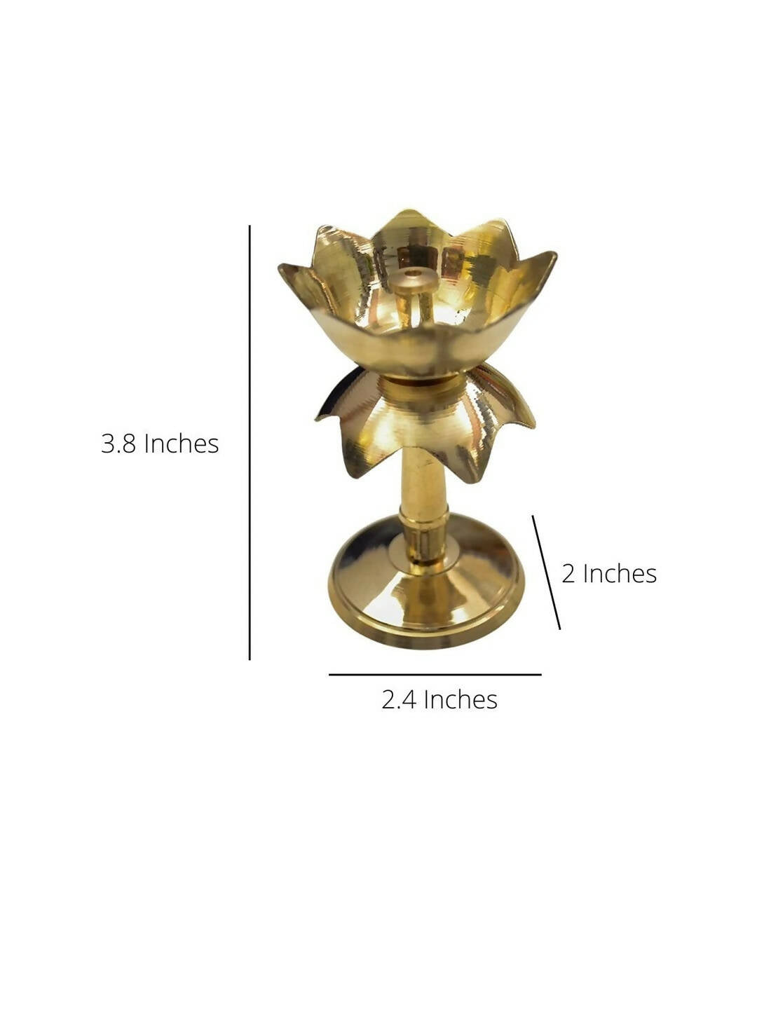 Craftvatika Gold Tone Brass Lotus Shape Pillar Diya Oil Lamp 