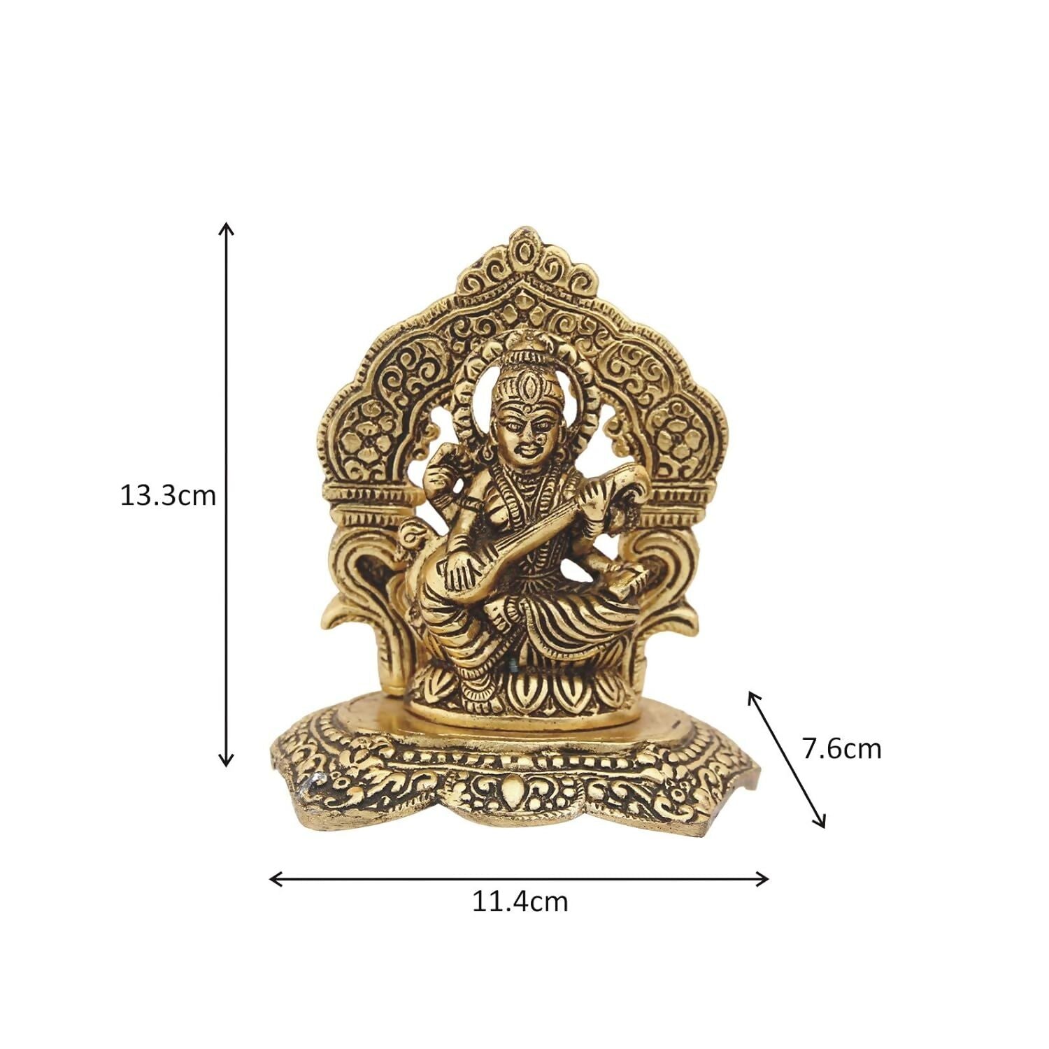 Handicrafts Paradise Metal Goddess Saraswati Idol - Grab2buy