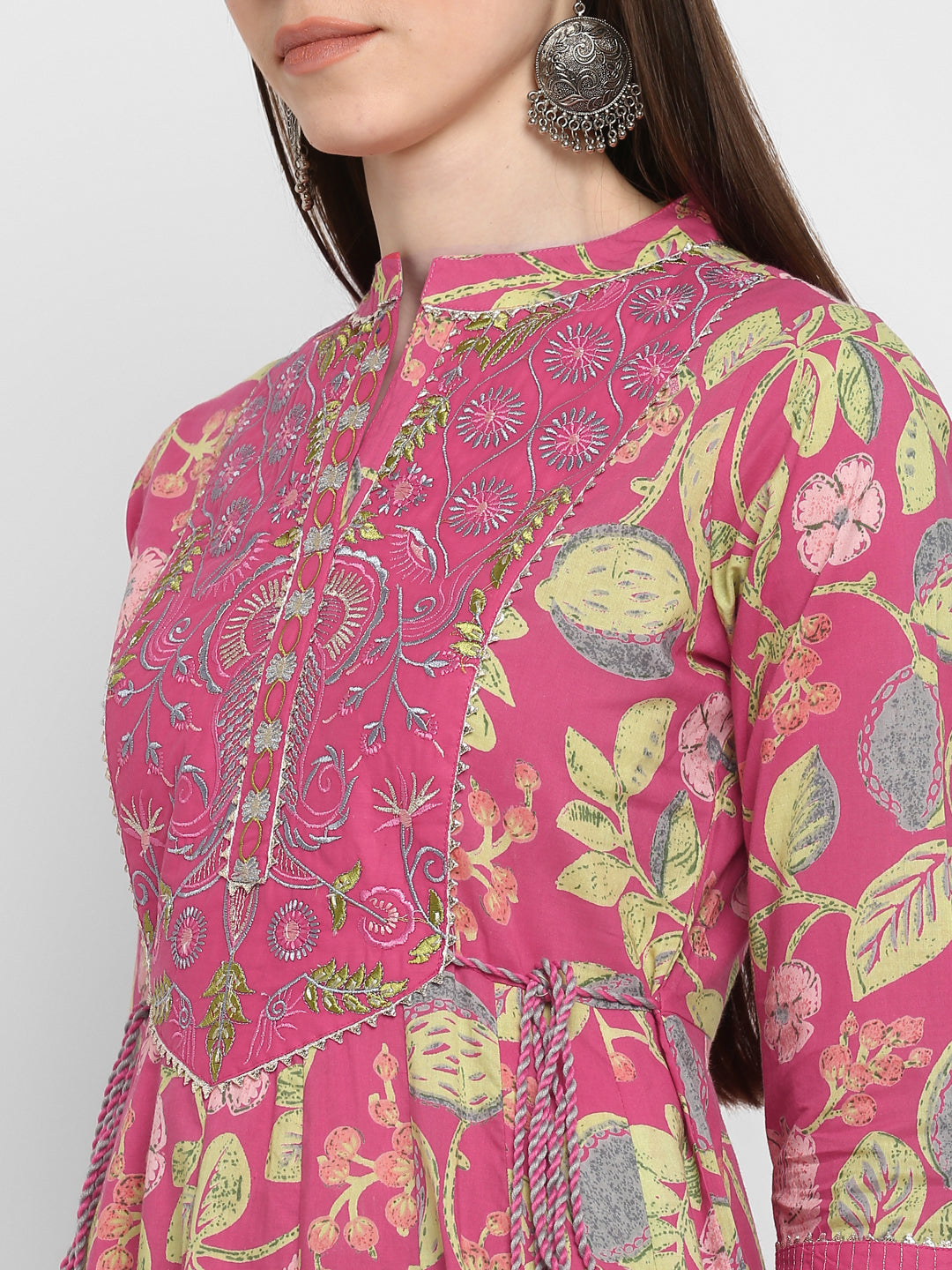 NOZ2TOZ Women's Printed Anarkali Coral Kurta- (1pc set) 