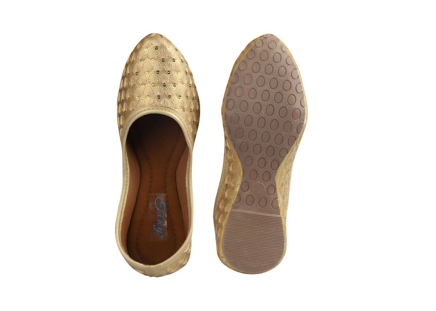 Tiny Bugs Girls Sequin Detailing Ethnic Juttis - Gold  Grab2Buy Tiny Bugs Grab2Buy