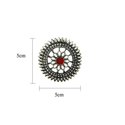 Tiaraa Red Alloy Silver Oxidised Stud Fashion Earrings - Grab2buy