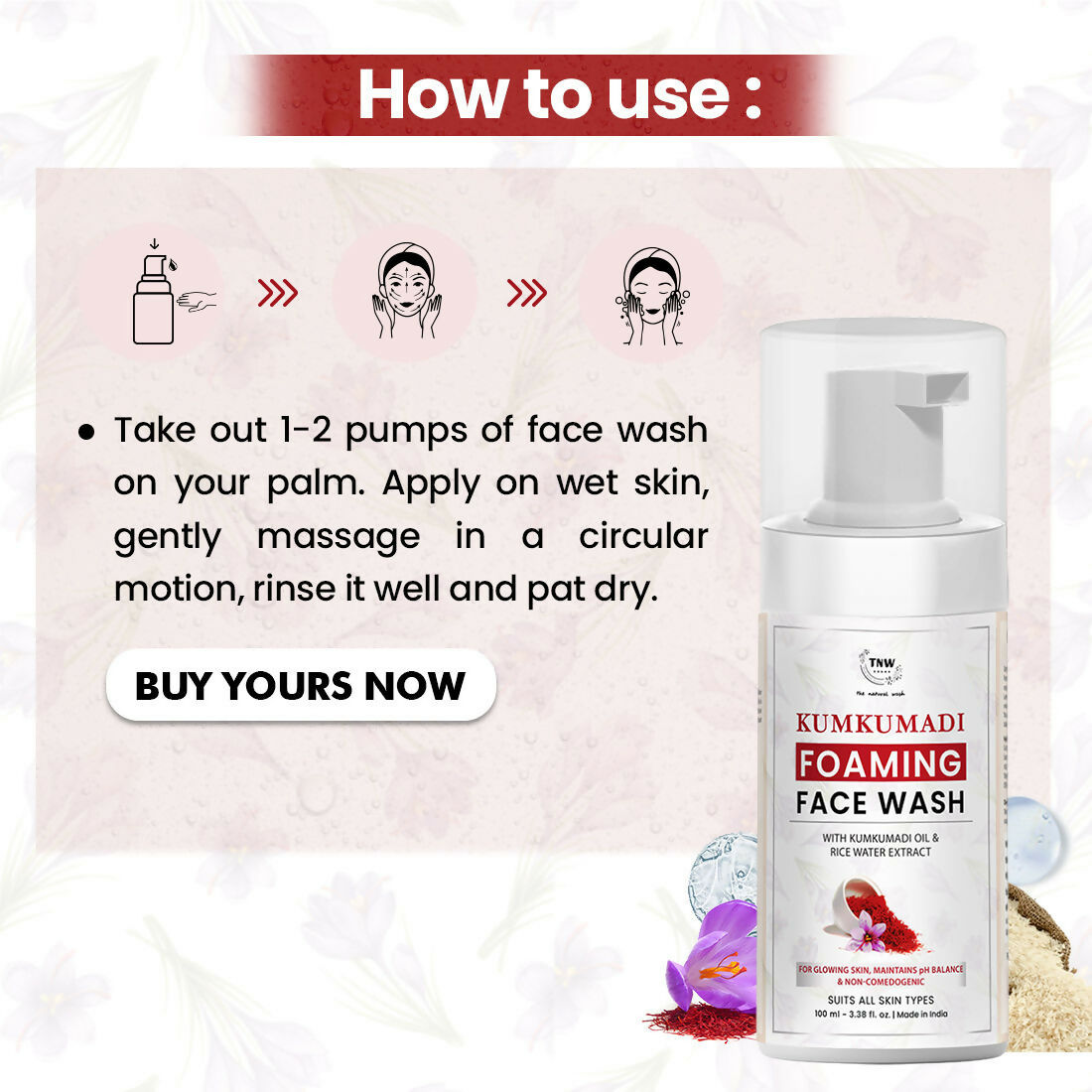 The Natural Wash Oil-Controlling Kumkumadi Foaming Face Wash  Grab2Buy The Natural Wash Grab2Buy