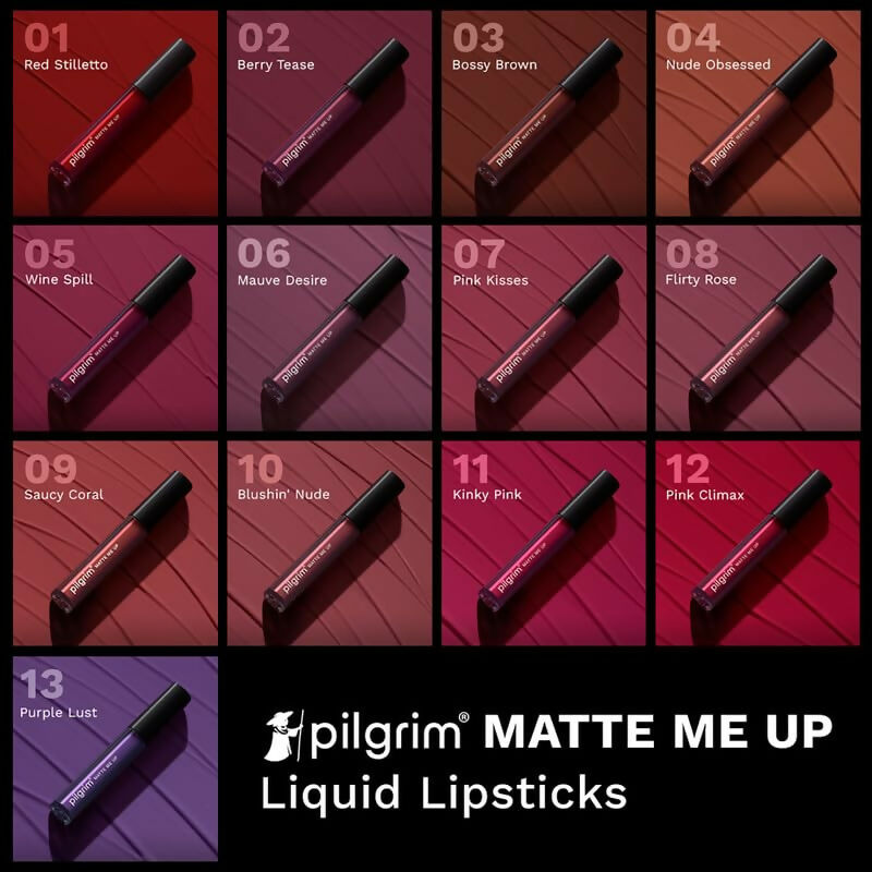 Pilgrim Liquid Matte Lipstick with Hyaluronic Acid - Kinky Pink - Grab2buy