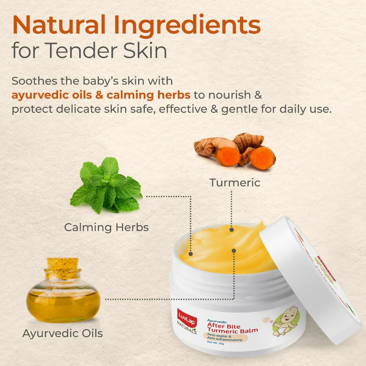 LuvLap Naturals After Bite Turmeric Balm with Pudina