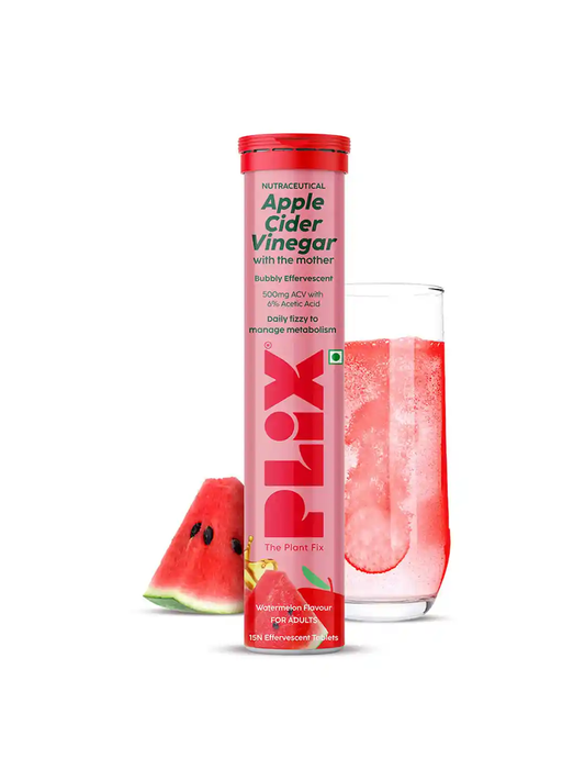 PLIX The Plant Fix Apple Cider Vinegar Effervescent Tablet with Mother - Juicy Watermelon 