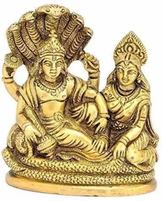 Labhcart Brass Lakshmi Vishnu Idol God Goddess Statues Religious Deity Laxmi Vishnu Resting On Sheshnaag - Grab2buy
