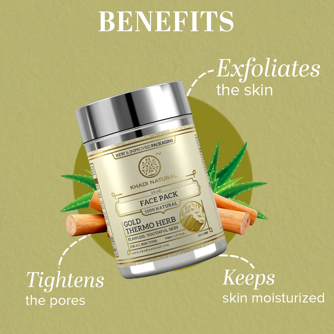 Khadi Natural Gold Thermo Herb Face Pack - 50gm 