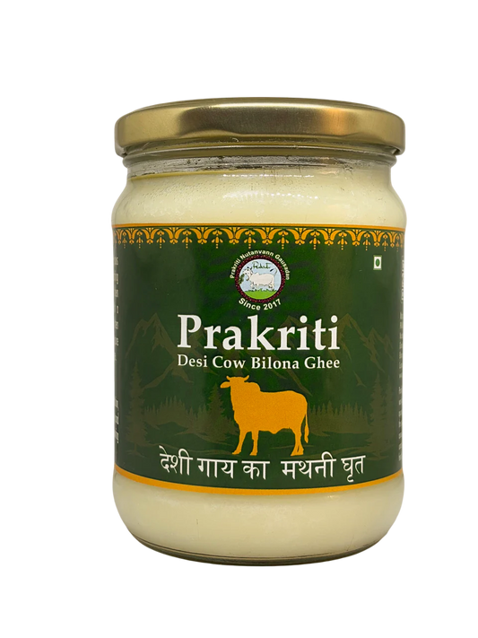 Prakriti Desi Cow Bilona Ghee | Organic Desi Cow Ghee | Pure organic ghee, traditionally-churned, chemical-free, granular ghee, nutritious by nature 