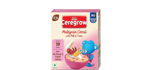 Nestle Ceregrow Kids (2-6 yrs) Cereal-Multigrain, Milk & Fruits, Rich in Iron, Calcium & Protein | Grab2Buy