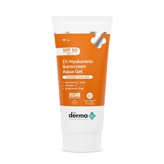 The Derma Co 1% Hyaluronic Sunscreen Aqua Gel with SPF 50  Grab2Buy The Derma Co Grab2Buy